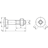 DIN 603 M16x180 verzinkt Torbandschraube mit Mutter