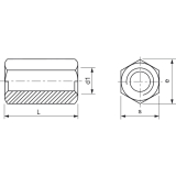 DIN6334 M20x 60 Edelstahl A4 Sechskant-Langmutter 3 d