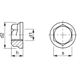 DIN6923/ 8 M 6 verzinkt Sechskantmutter mit Flansch
