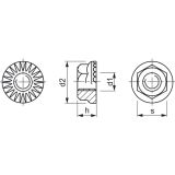 DIN6923 M 4 Edelstahl A2 Sechskant-Sperrzahnmutter mit Flansch