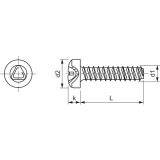 DIN7500PE (CT) M 5x12 Torx 25 verzinkt gewindefurchende Linsenschraube