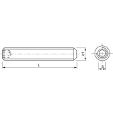 ISO4026 45H M10x 65 blank Gewindestift mit Kegelkuppe Innensechskant (DIN 913)
