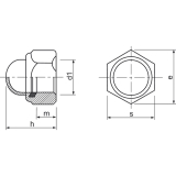 DIN 986 M 6 Edelstahl A2 Sicherungs-Hutmutter mit Klemmteil