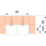 EKU CLIPO 36 Doppelaufschiene gelocht, zum Schrauben, 2,5 m