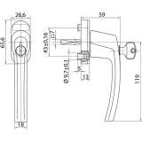ROTO Fenstergriff ROTOLINE - mit Sperrzylinder, VK 7 x 35 mm, champagne elox.