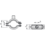 FISCHER FRS Spannbereich 159-165 mm M8/M10 Gelenkrohrschelle zweiteilig