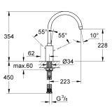 GROHE K�chenarmatur Eurosmart Cosmopolitan C-Auslauf drucklos, Chrom