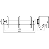 Garderobenleiste Satis mit 5 Haken, Breite 380 mm, Edelstahl gebrstet