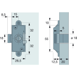 HETTICH PRESTIGE 2000 Zyl.-Kastenschloss Z23, Dornma� 15, �18, 9133916