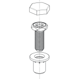Hhenverstellschraube M6 mit Einbohrmuffe und Abdeckkappe,