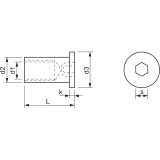 H�lsenmutter Flachrundkopf M10x25 Edelstahl 1.4305