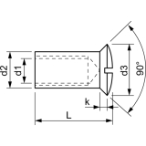 H�lsenmutter Linsensenkkopf M 8x 15 Messing vernickelt mit Schlitz