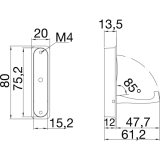 Klapphaken Votan zum Einlassen - 1 Haken, Hhe 80 mm, ZN verchromt poliert