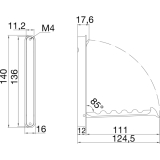 Klapphaken Mitnal zum Einlassen - 4 Haken, Hhe 160 mm, ZN Edelstahl Effekt