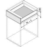 BLUM LEGRABOX pure SET H M, TIP-ON, 40kg, NL 350, INOX