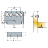 Mittelstegbettschiene, Einb.H 75, Einb.B 110, Einh.lcher gerade, FE gelb verzi.