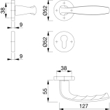 HOPPE FH-Drckergt. - auf Schlsselros. fr Innentren, TS40-45, edelst. eff.