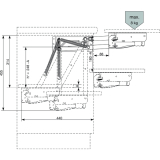 Parallel-Schwenkmechanik PSM 1128,Einbauhhe 455 mm, Stahl wei lackiert