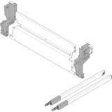 BLUM R�ckwand Set f�r M�llauszug h�ngend eins2f�nf, KB 900 mm, Stahl grau