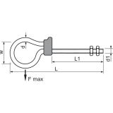 Sicherheitsschaukelhaken metrisches Gewinde M12x160 verzinkt-blau TV-geprft