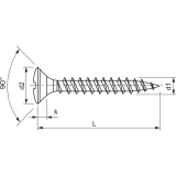 Spanplattenschraube Linsensenkkopf 3.0x 30 Vollgewinde Pozidriv 1 vermessingt
