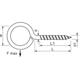 Ringschraube mit Holzgewinde 6,2x50/20 Stahl verzinkt-blau