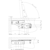 Truhenbankbeschlag mit Gasdruckfeder, Tragkraft 6KG, Stahl gelb chromatiert