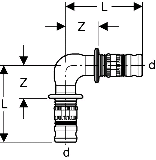 Geberit Mepla Winkel 90 Grad d 50mm