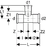 Geberit Mapress C-Stahl T-Stck mit
