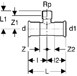 Geberit Mapress C-Stahl T-Stck mit