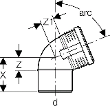 Geberit Bogen PP-MD 67.5G d50