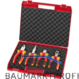 KNIPEX Zangen-Set VDE 4-tlg.Kombi-,Flachrund-, Abisolierzange, Seitenschneider