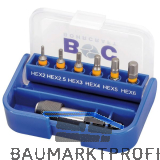 BOHRCRAFT Bit Satz Sechskant mit Bithalter 7-teilig Box farbliche Kennzeichnung