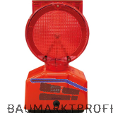 LED-Baustellenleuchte Solar rot/transparente Linse mit Blinklicht
