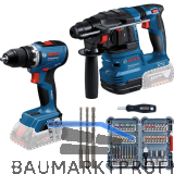 BOSCH Akku-Set GSR + GBH + Bit-Bohrerset 18 Volt