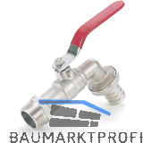 REHAU Wasserhahn mit Kugelventil 3/4 Zoll, Messing matt verchromt