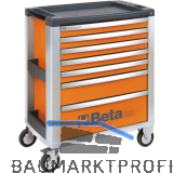BETA Werkzeugwagen C39O Aluminium orange 800 x 500 x 971 mm 7 Schubladen