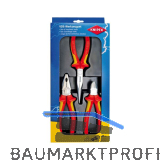 KNIPEX Zangen-Set VDE Elektro-Paket 3-tlg.Kombi-Flachrundzange, Seitenschneider