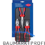 KNIPEX Zangenset Montage 3-teilig Kombizange, Flachrundzange, Seitenschneider