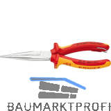 KNIPEX Flachrundzange mit Schneide, gerade, VDE 200 mm mit Befestigungs�se