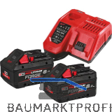 MILWAUKEE Akku-Starterset 2 x 18V / 8,0 Ah Schiebe-Akkus u. Ladeger�t M12-18 FC