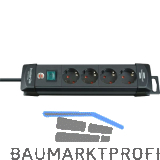 BRENNENSTUHL 4-fach Verteiler schwarz mit Schalter L�nge 325 mm