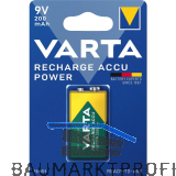 VARTA Batterie Recharge Akku Power 6F22 9 Volt 200 mAh (1 St)