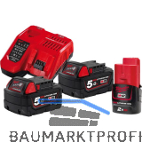 MILWAUKEE Akku-Starterset 2 x 18V / 5,0 Ah Schiebe-Akkus u. Ladeger�t M12-18 FC