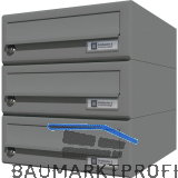 JU Hausbrieffachanlage 3-teilig, 300 x 330 x 380 mm, Stahl grau RAL 9007