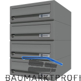 JU Hausbrieffachanlage 4-teilig, 300 x 440 x 380 mm, Stahl grau RAL 9007