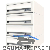 JU Hausbrieffachanlage 4-teilig, 300 x 440 x 380 mm, Stahl wei� RAL 9016