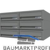 JU Hausbrieffachanlage 6-teilig, 600 x 330 x 380 mm, Stahl grau RAL 9007