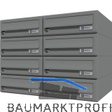 JU Hausbrieffachanlage 8-teilig, 600 x 440 x 380 mm, Stahl grau RAL 9007