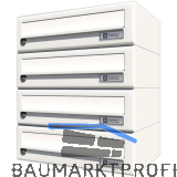 JU Hausbrieffachanlage 4-teilig, 375 x 440 x 280 mm, Stahl wei� RAL 9016